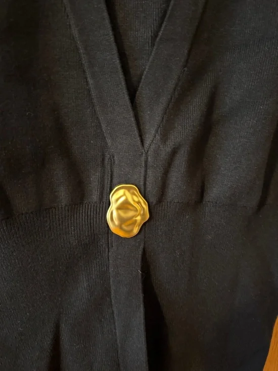 Commense Black Sleeveless V-Neck Tank with Gold Accent - Picture 5 of 6